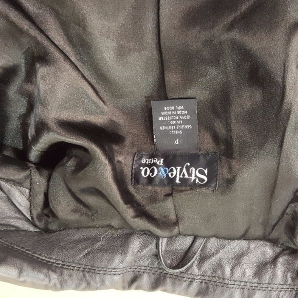Style & Co. Petite Black Leather Jacket - Picture 5 of 5